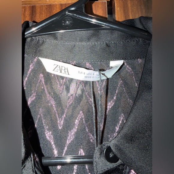 NWT Zara Black and Pink Metallic Chevron Maxi Dress - Picture 3 of 7